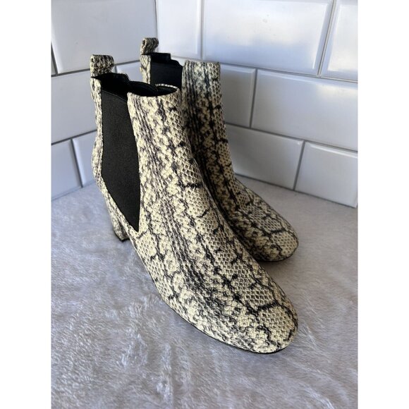 Cole Haan Nitasha Leather Ankle Boot Snake Print Embossed Heeled Bootie Sz 7B - Picture 2 of 12
